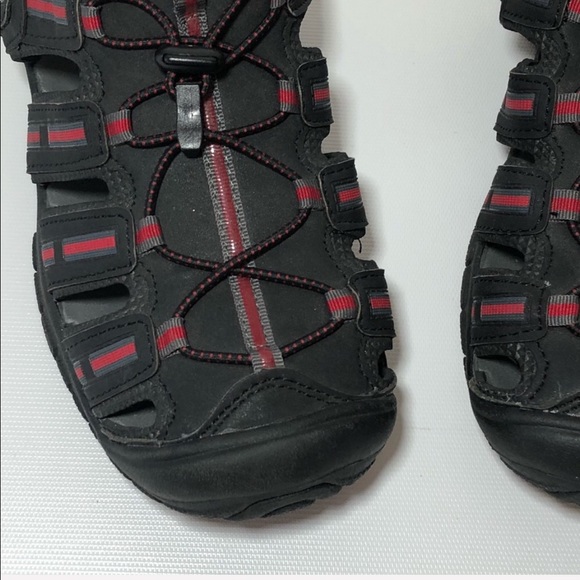 KHOMBU Jack Black Gray Red sandals size 4 - Picture 3 of 7